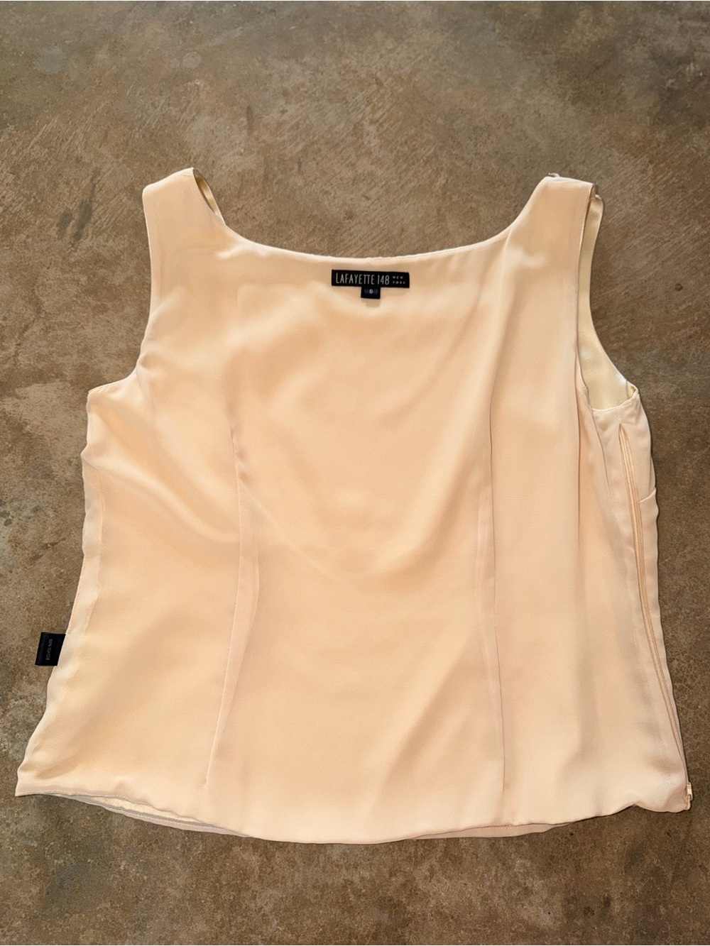 Lafayette 148 New York Silk Satin Blouse Top Ivory Champagne Size 8 Shell Tank - Picture 10 of 13